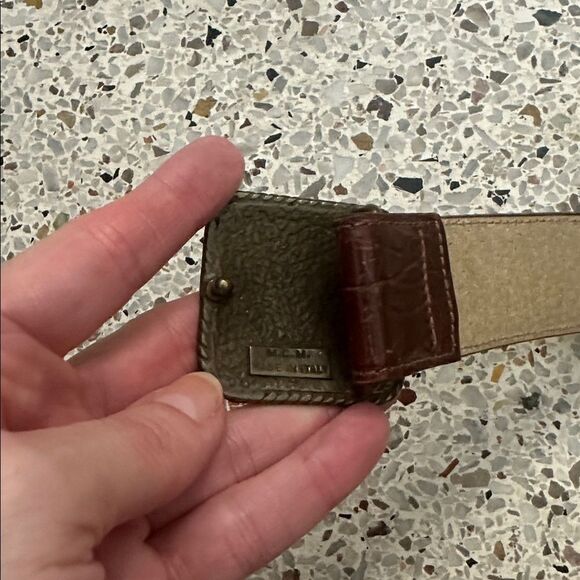 Vintage Ginnie Johansen brown brass made in Italy belt m medium boho main image 7